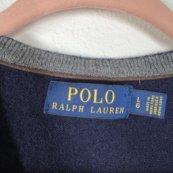 Polo Ralph Lauren Washable Wool V-Neck Sweater size L6 Hunter Navy NWOT - Picture 8 of 10